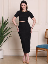 ExudeTwilight Chic 2 Piece Co-Ord With Crop Top and Midi Skirt