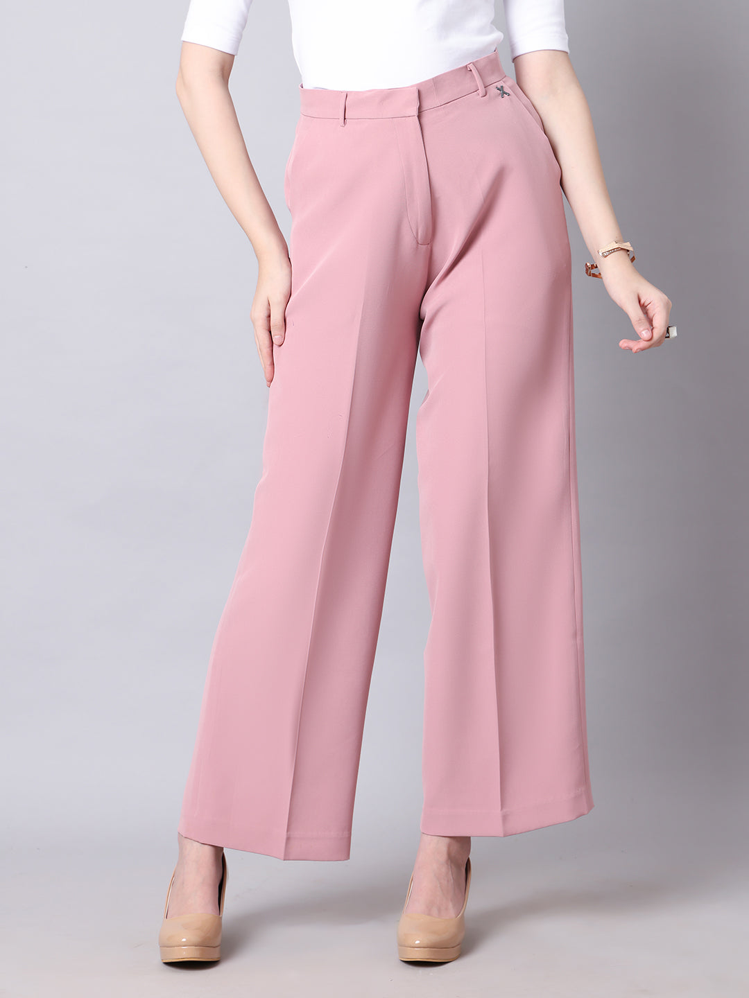 Exude Empowered Chic Wide Leg Trouser Dusty Pink Trousers