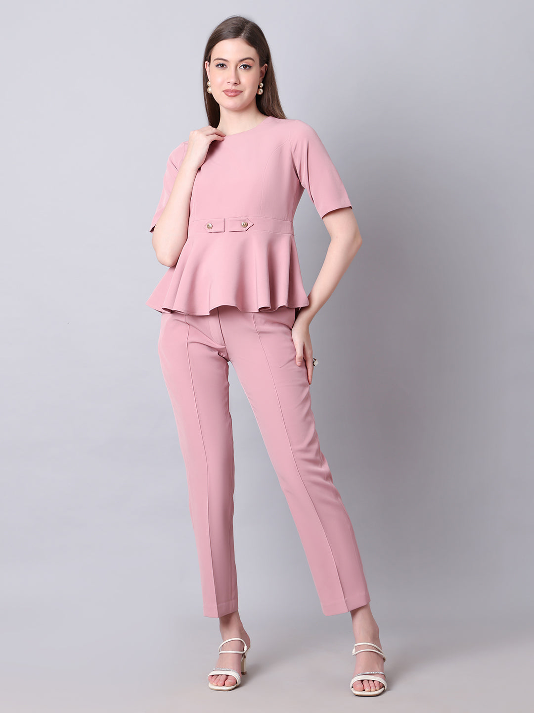 Exude Her Legacy A-Line Top with Waist Detail, Paired With Matching Straight Fit Trouser Co-ord Sets