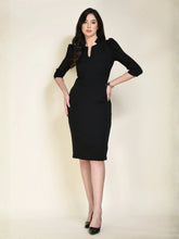 Exude Grace Puff Sleeves Sheath Dress Black Dresses