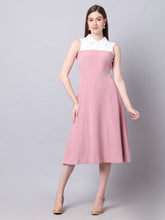 Exude Bronzed Color Block Dress With Collar Blush Pink Dresses