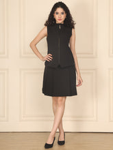 Exude Pleat & Polish Skirt and Waistcoat Set Black