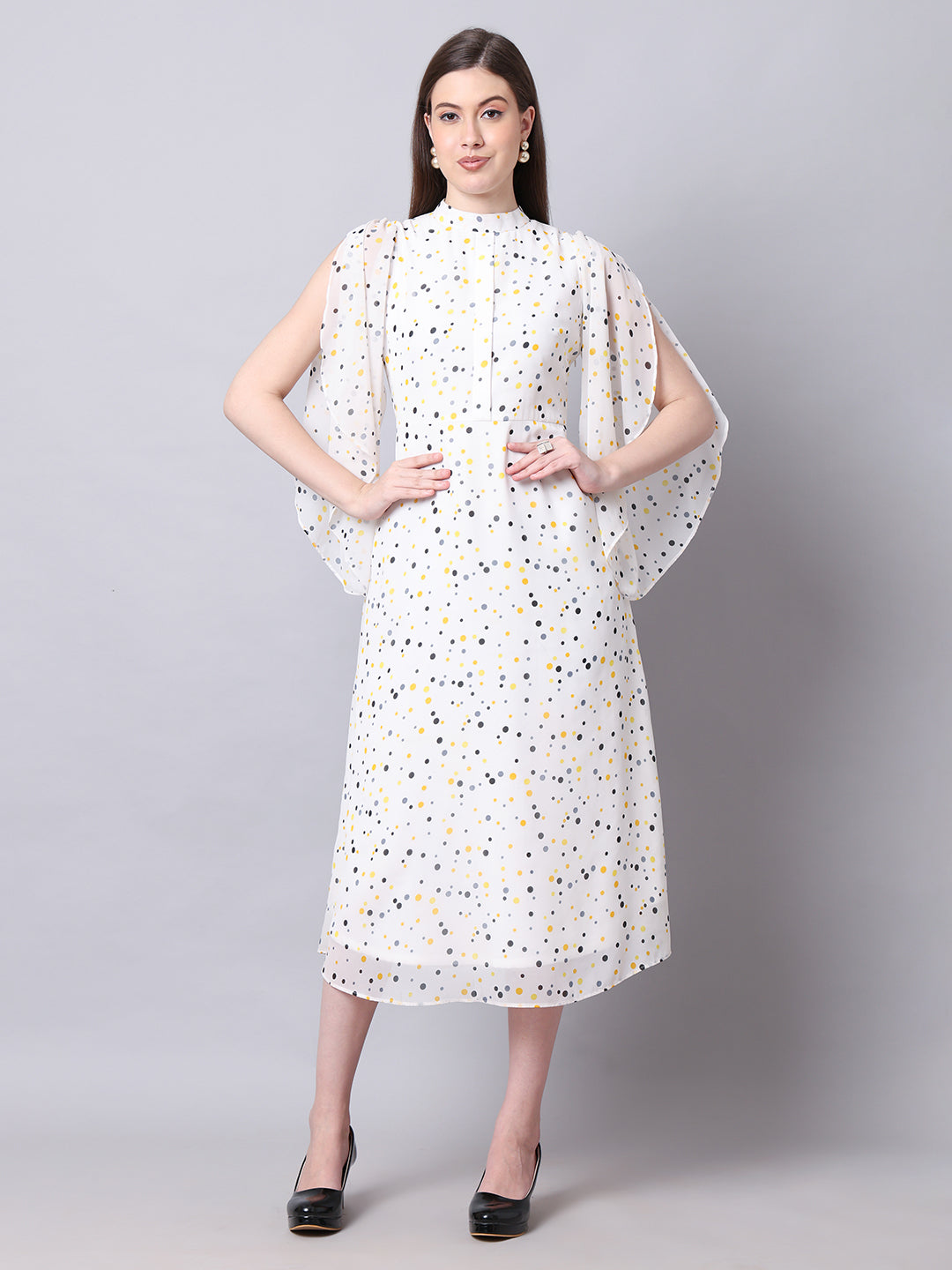 Exude Sun-soaked Polka Dot Dress White Dresses