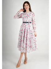 Exude Sunshine A-Line Georgette Dress with Belt Pink Dresses