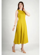 Exude Glowing Front Button Dress With Pockets Lime Green Dresses
