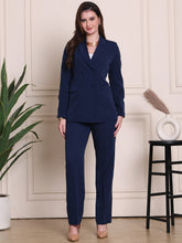 Exude Radiant Reverie Blazer Suit with Trousers (Navy)