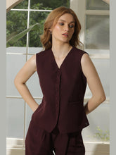Exude Mysticism Waist-coat Top Wine Tops