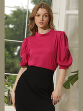 Exude Glamour Puffed Sleeves T-shirt Hot Pink T-Shirts