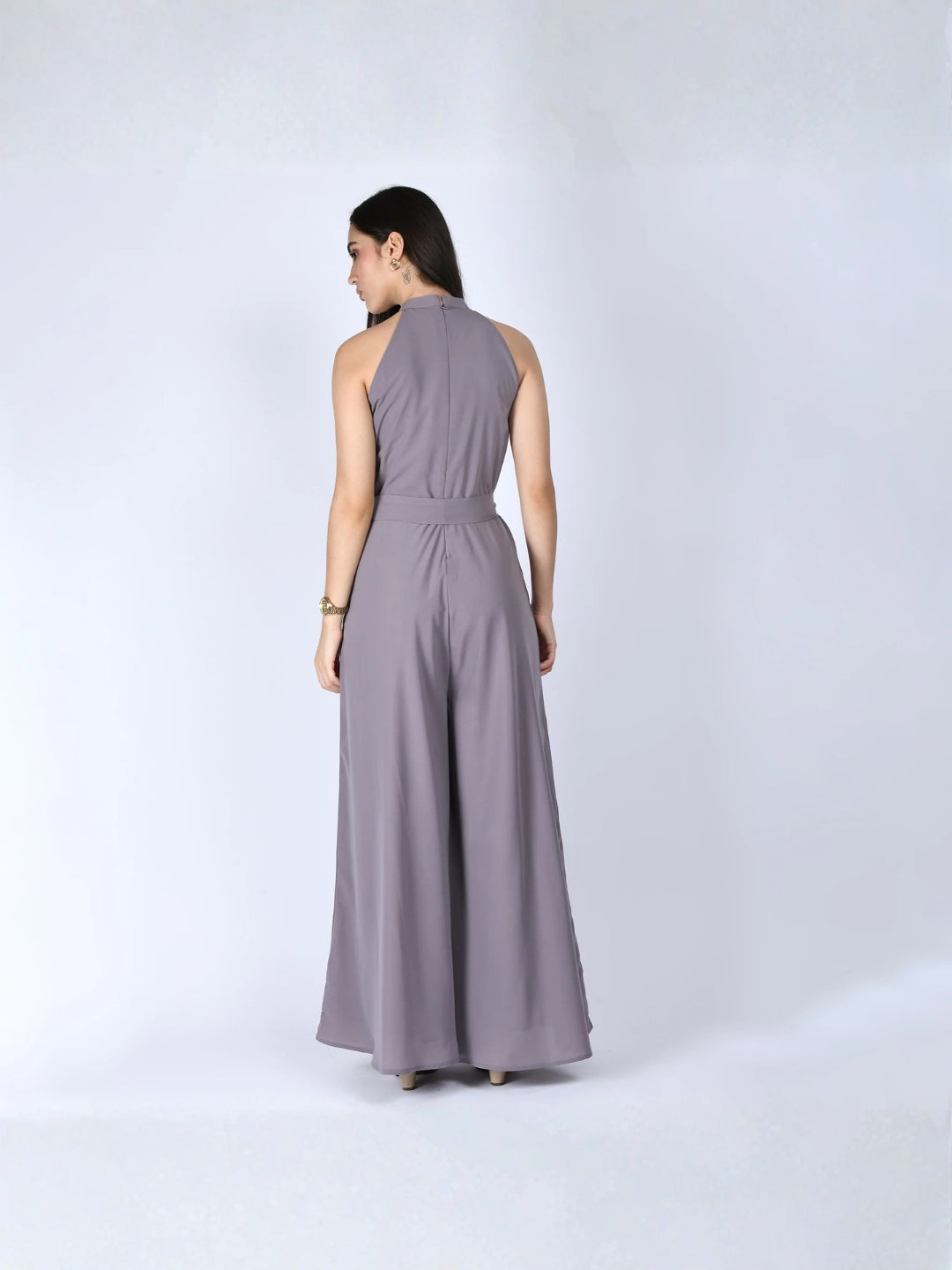 Exude Splendidness Extra Wide-Leg Jumpsuit Lilac Grey Jumpsuits