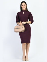 Exude Allure Puffed Sleeves Sheath Dress Wine Dresses