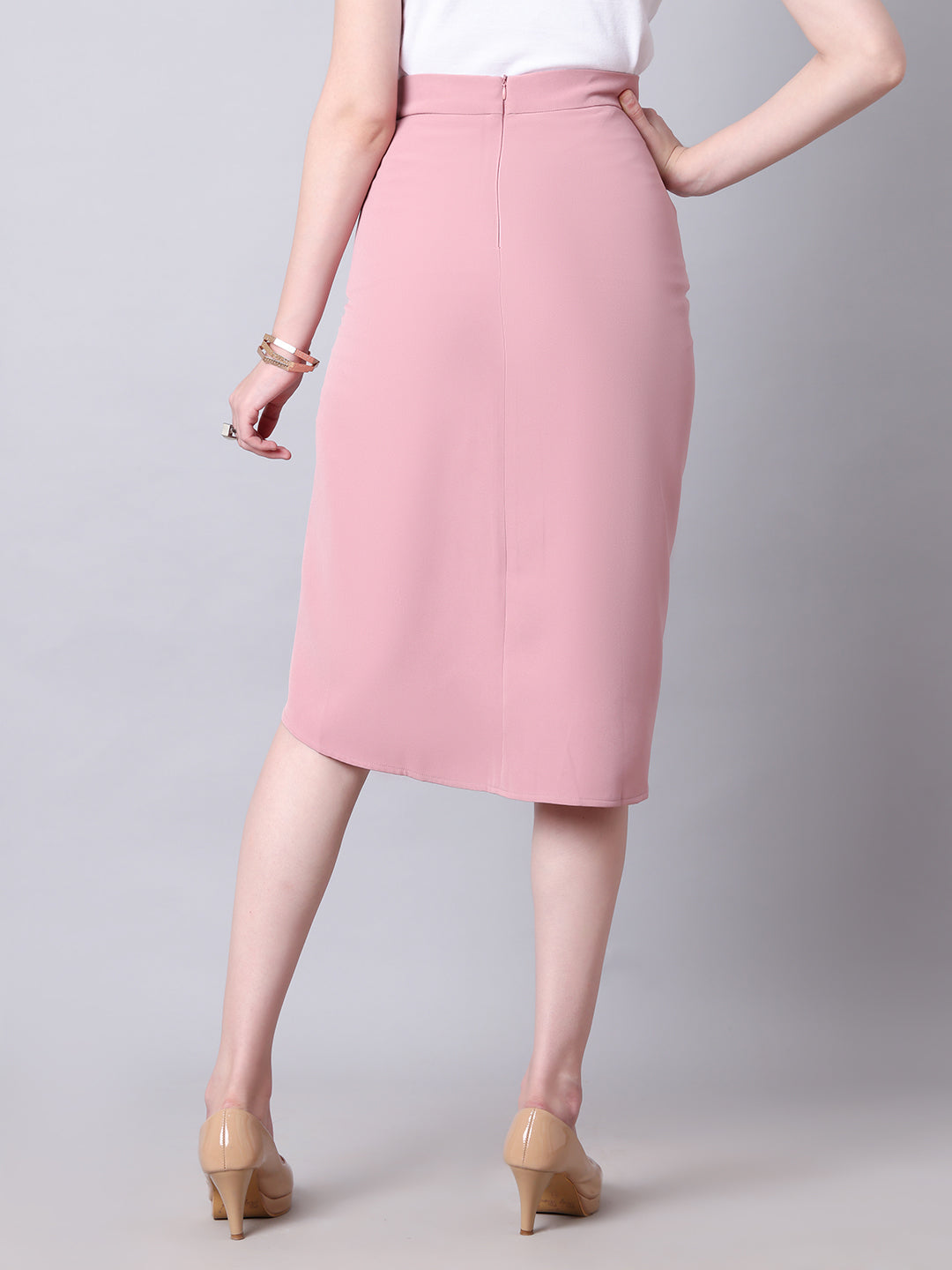 Exude Dramatic Drape, Draped wrap skirt Dusty Pink Skirts