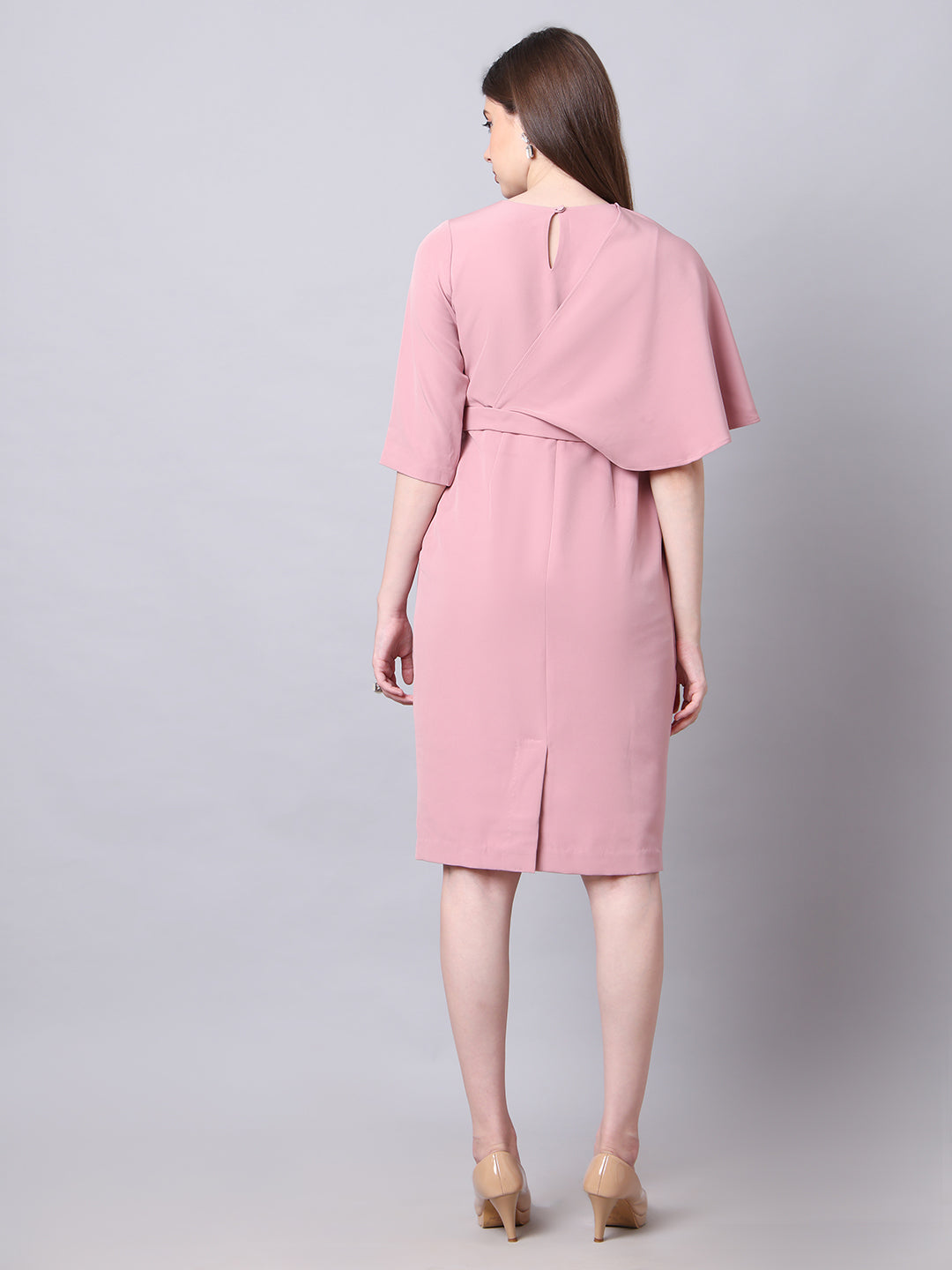 Exude Incandescent Draped Dress Dusty Pink Dresses