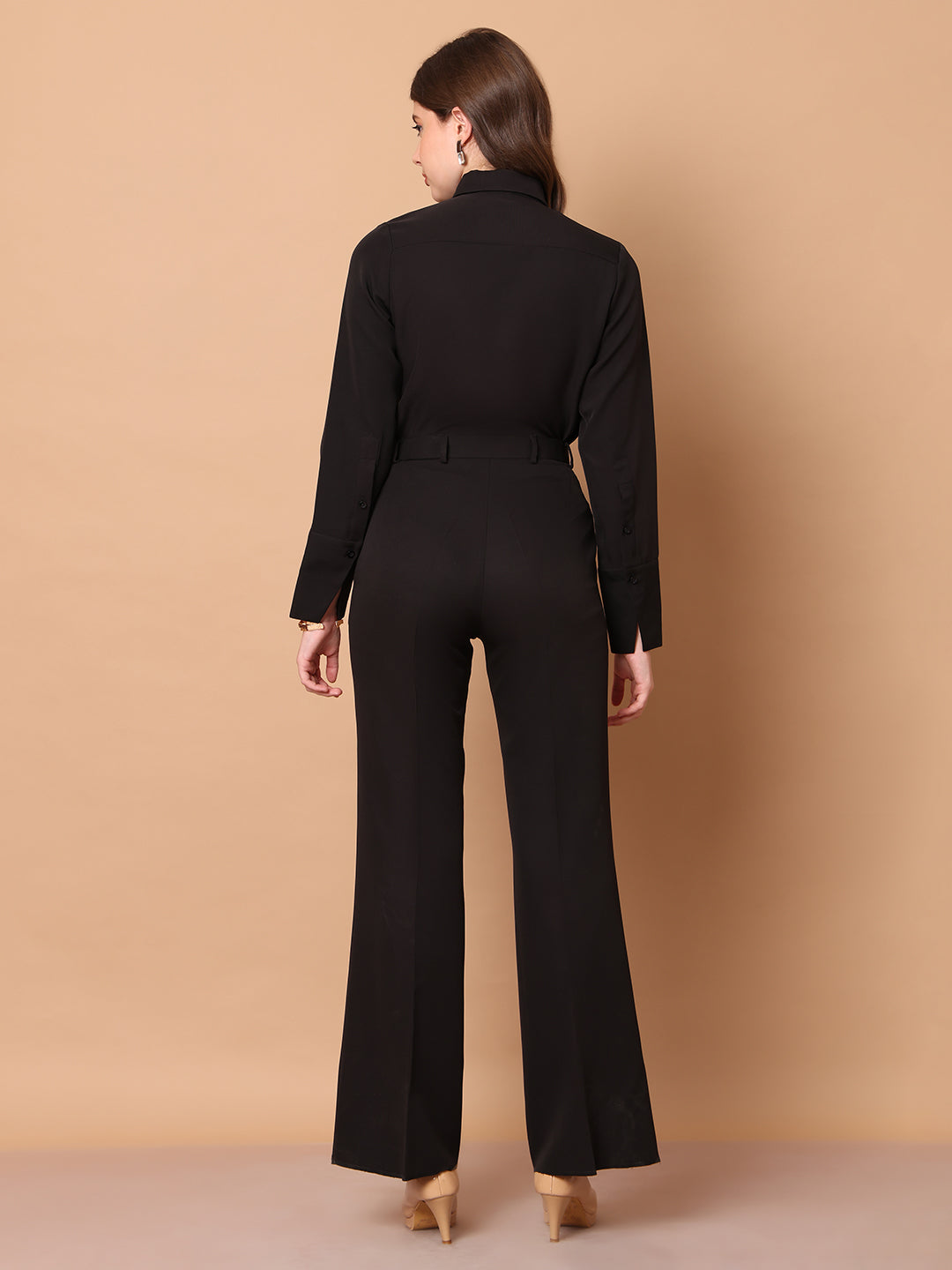 Exude Feminine touch Tie Shirt Black Tops