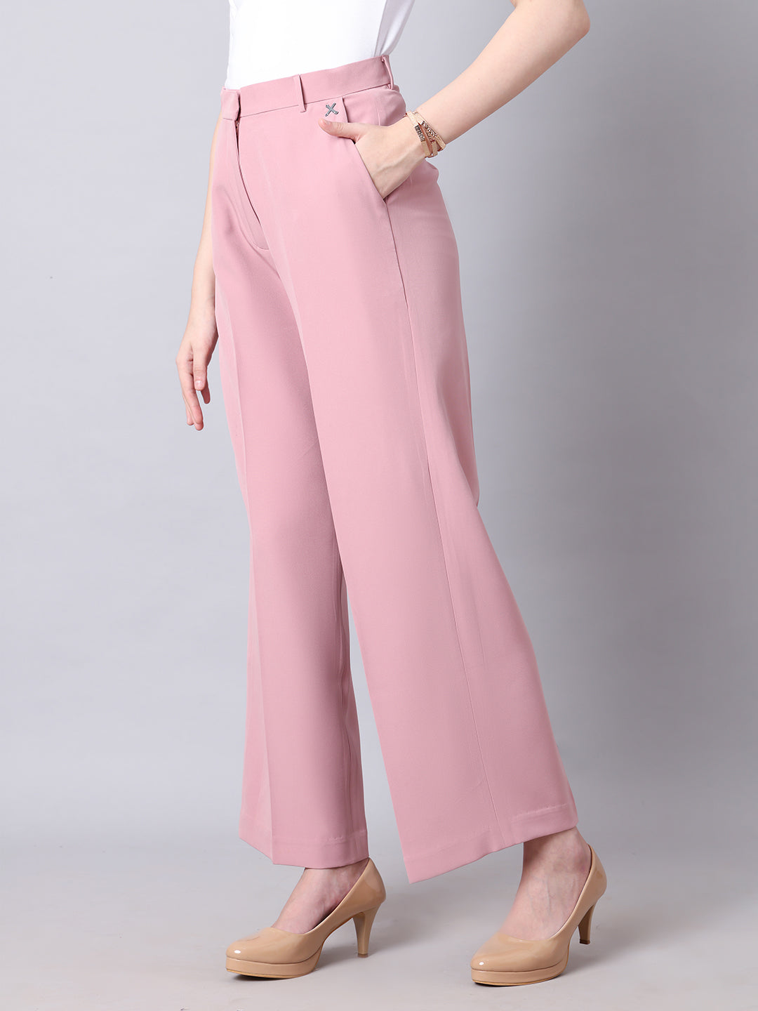 Exude Empowered Chic Wide Leg Trouser Dusty Pink Trousers