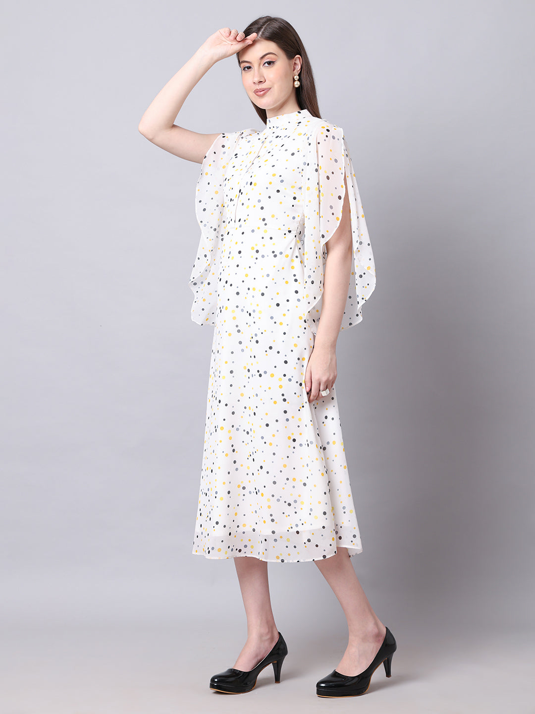 Exude Sun-soaked Polka Dot Dress White Dresses