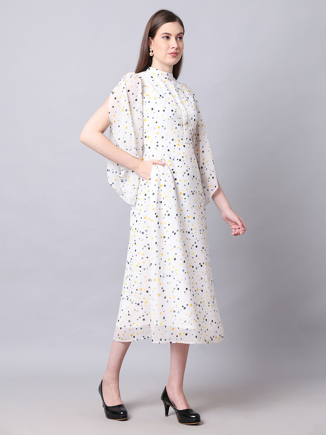 Exude Sun-soaked Polka Dot Dress White Dresses