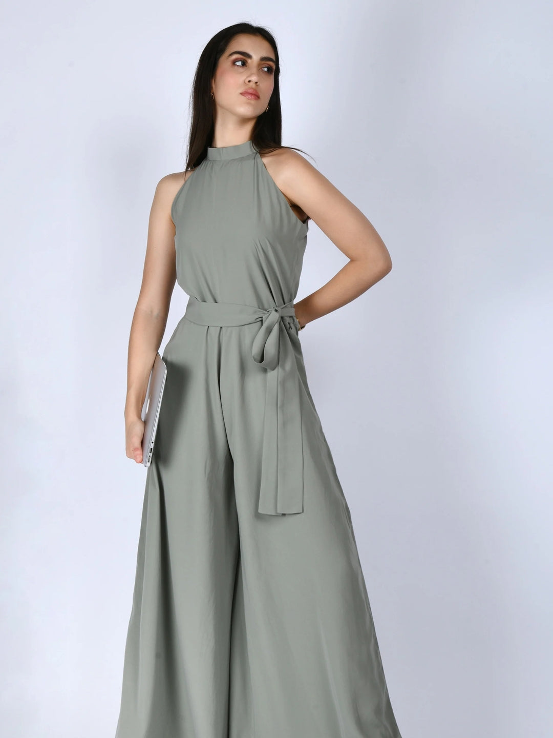 Exude Splendidness Extra Wide-Leg Jumpsuit Pista Green Jumpsuits