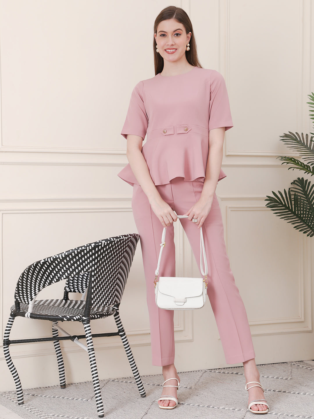 Exude Her Legacy A-Line Top with Waist Detail, Paired With Matching Straight Fit Trouser Co-ord Sets