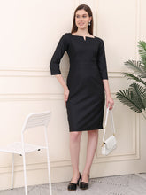 Exude Mystique Moments Suiting Fabric Square Neckline dress Black Dresses