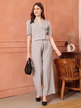 Exude Daring Dreams Crop Blazer with Wide Leg Trouser Grey Blazers