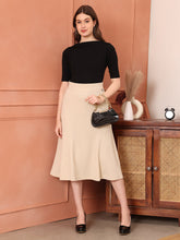 Exude Victory A-line Midi Skirt Beige