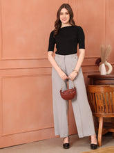 Exude Glamour & Grit Wide Leg Trousers Grey Trousers