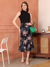 Exude Radiant Reflections Floral Midi Skirt Skirts