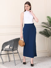 Exude Statement Piece Long Black Skirt with Side Slit Royal Blue Skirt