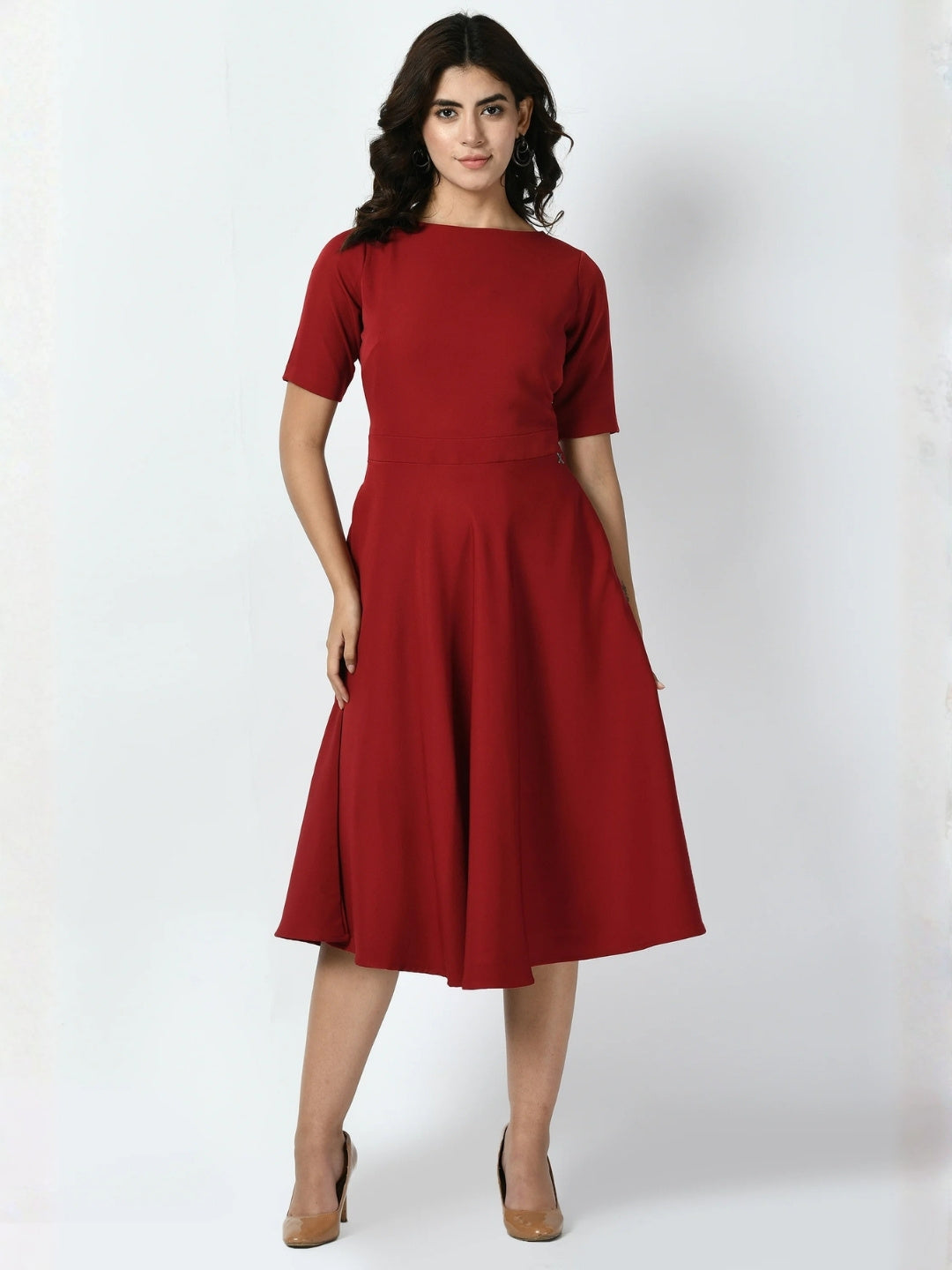 Exude Epitome Classic A-line Dress Red Dresses