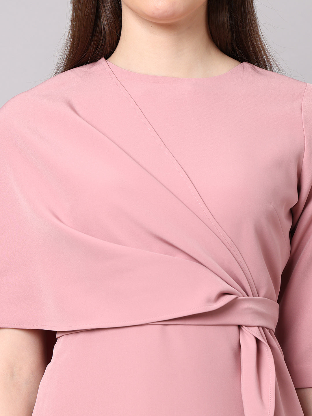 Exude Incandescent Draped Dress Dusty Pink Dresses