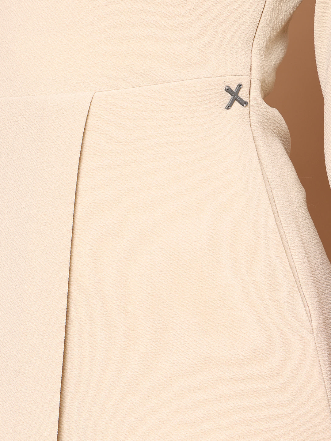 Exude Urban Elegance Wrap Dress with Sleeves Beige Dresses