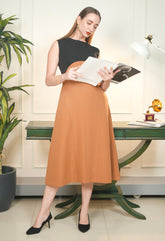 Exude Noir Panel Midi Dress