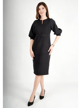 Exude Bright Low 3/4 Puff Sleeve Dress Black Dresses