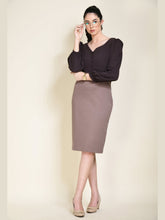 Exude Style Colour Blocked Sheath Dress Camel Beige + Coffee Brown Dresses