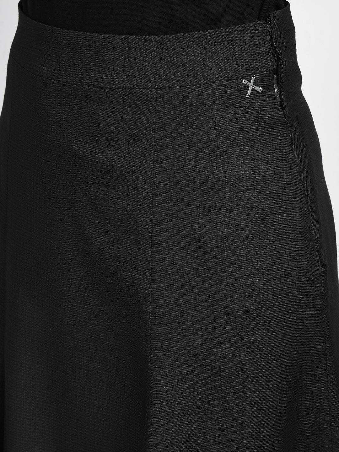 Exude Decisiveness Checked A-line Skirt Black Skirt