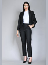 Exude Success Checked Short Blazer Pant Suit Black Suit