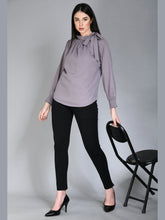 Exude Honesty Side Knot Top Lilac Grey Tops