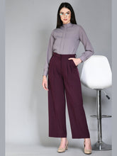 Exude Influence Solid Wide Leg Trousers Wine Trouser