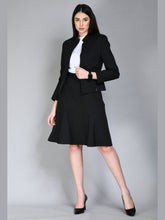 Exude Power Striped Mandarin Collar Short Blazer Black Blazers