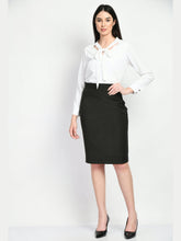 Exude Integrity Solid Pencil Skirt Olive Skirt