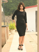 Exude Apex Side Pleat Sheath Dress Black Dresses
