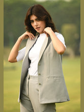 Exude Meridian Sleeveless Long Blazer Grey Blazers