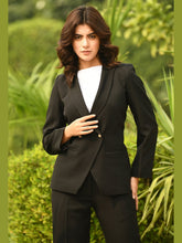 Exude Dominance Solid Formal Blazer Black Blazers