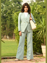 Exude Eminence Solid Bootcut Trousers Cyan Blue Trousers