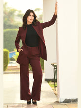 Exude Eminence Solid Bootcut Trousers Wine Trousers