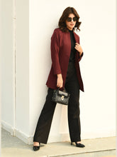 Exude Supremacy Solid Long Blazer Wine Blazers