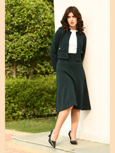 Exude Triumph Mandarin Collar Crop Blazer Emerald Green Blazers