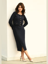Exude Enchanting Button-down Crop Blazer Navy Blazers