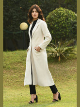 Exude Determination Wool-Blend Long Coat White Coat