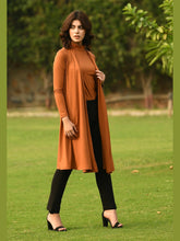 Exude Bravery Knee-length Shrug Tan Brown Shrugs
